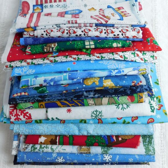 Holiday Lane Other - Christmas Holiday Fabric Lot 2.5 pounds Blues 22 pcs, Scraps & Yards Quilting